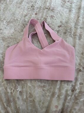 Born Primitive Women's Pink Ribbed Sports Bra - Soft Support